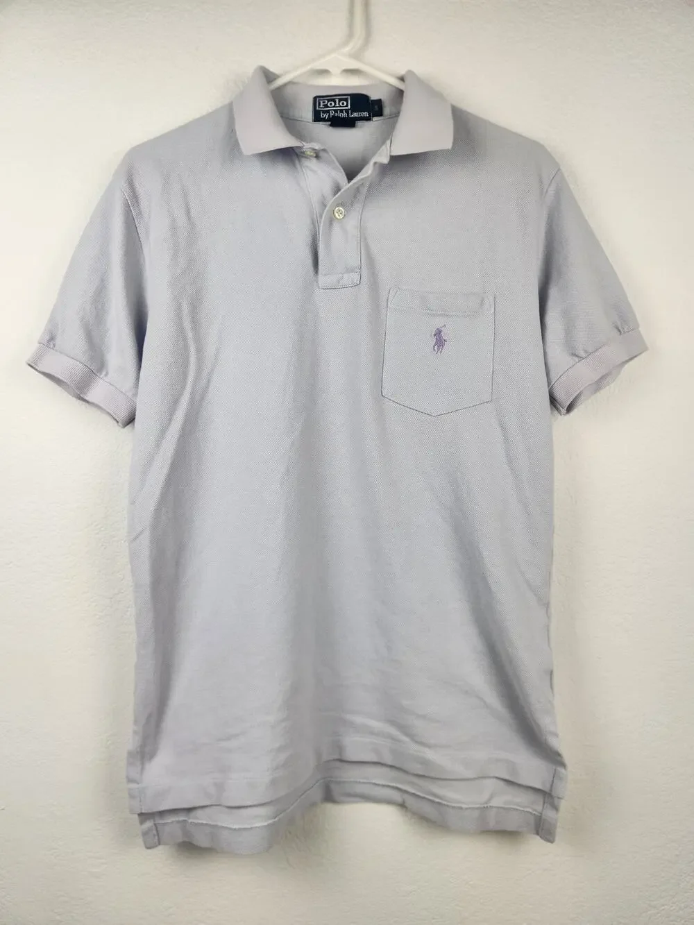 Vintage Ralph Lauren Polo Shirt Short Sleeve Men Small Light Purple Horse Logo